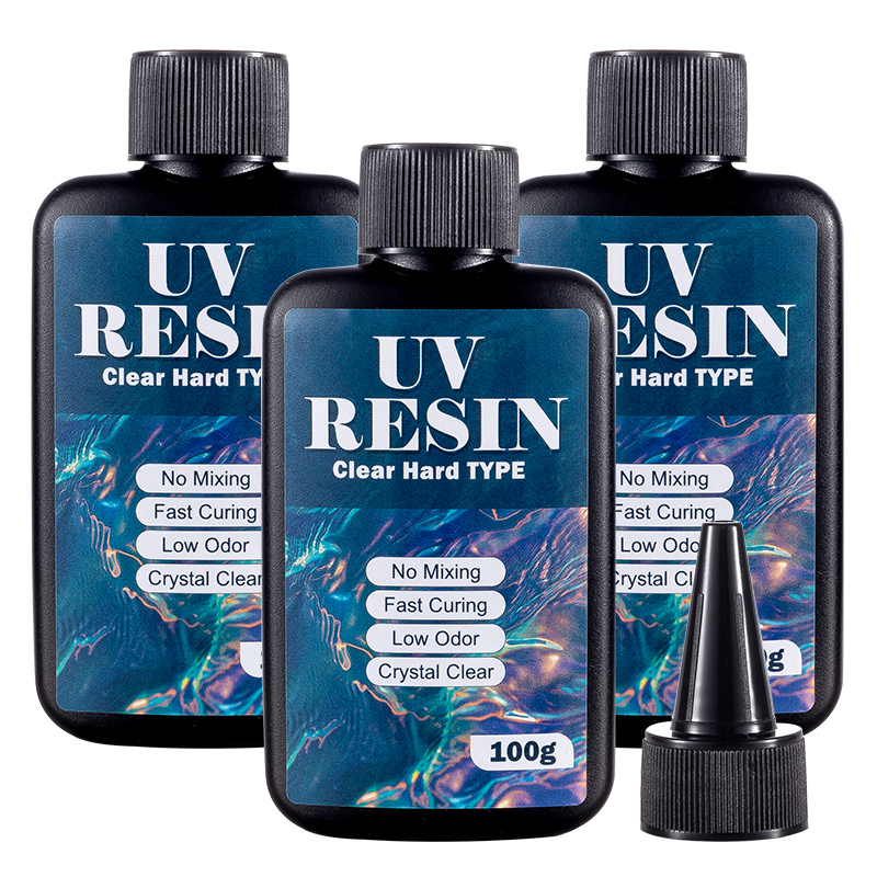 Resin Art Stone - Résine UV 100/200/300g, type dur, transparente