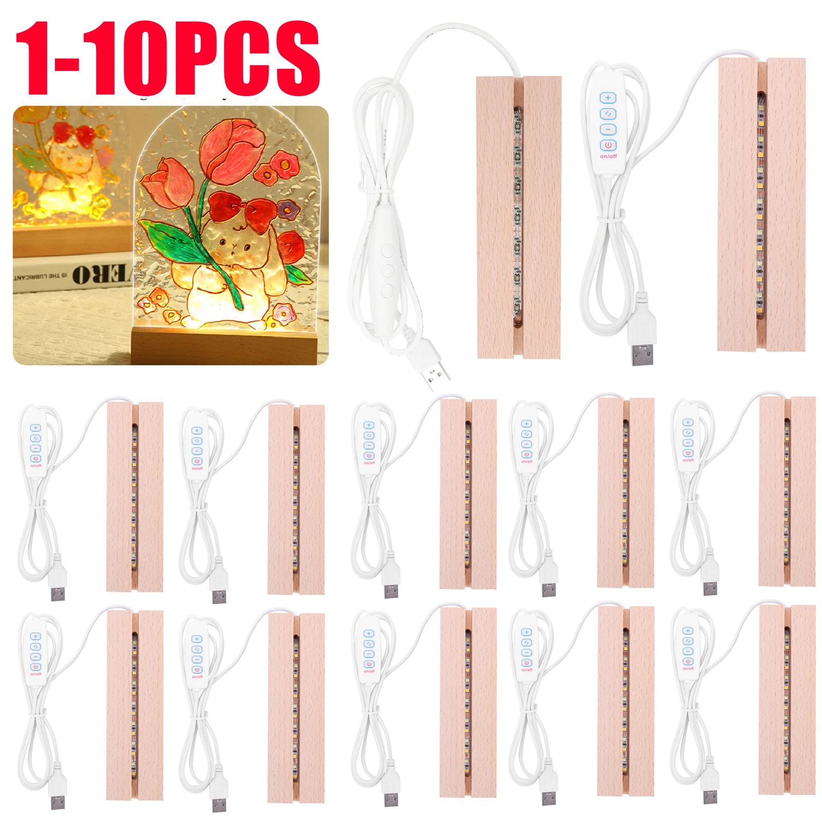 Resin Art Stand - 1-10 pièces Support en bois LED