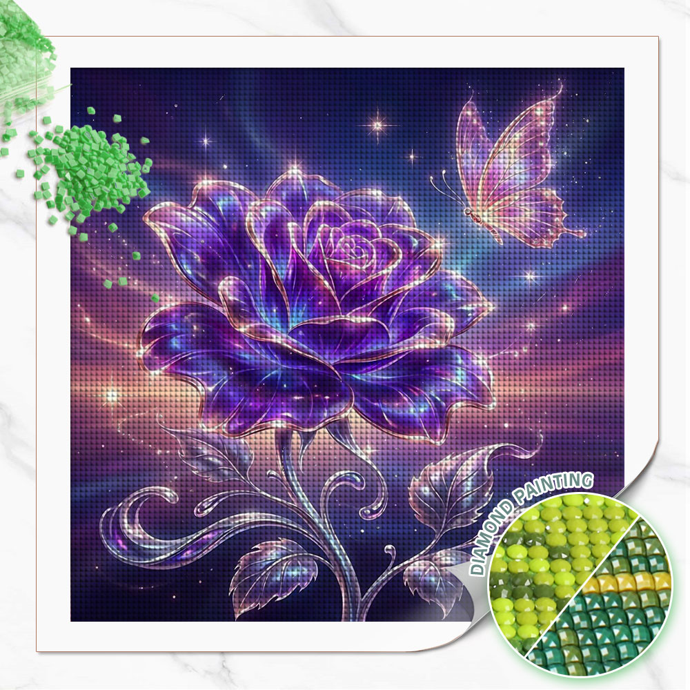 Resin Art Rose - Peinture Diamant Huacan Plein Carré et