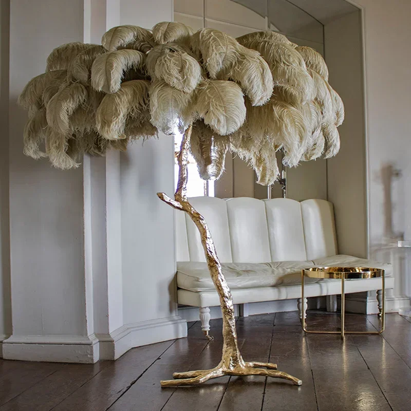 Resin Art Stand - Moderne Led plume d'autruche lampadaires hôtel