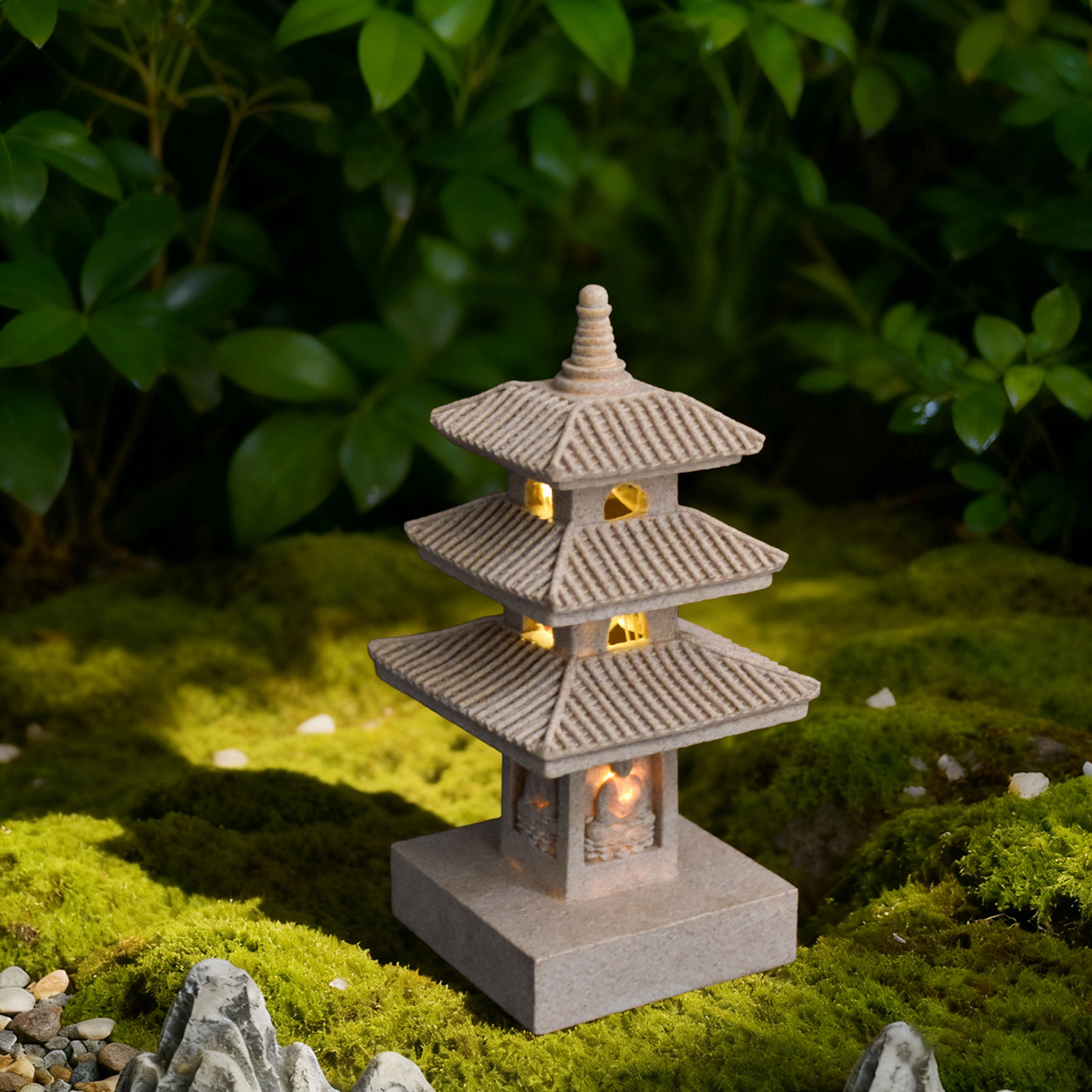 Lanterne solaire pagode, statu - Resin Art Lamp avis et prix
